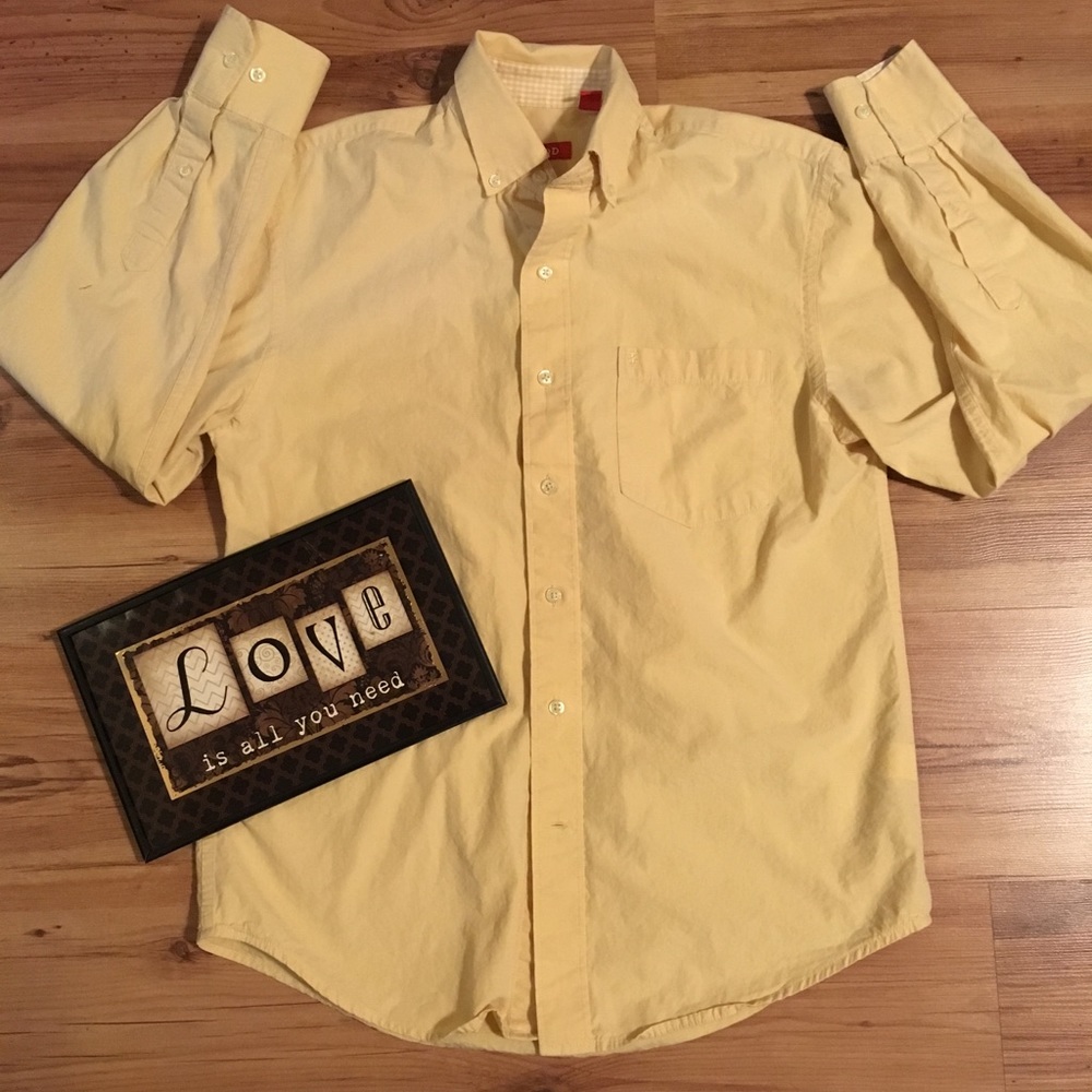 Izod Men’s Button Down Shirt S Yellow